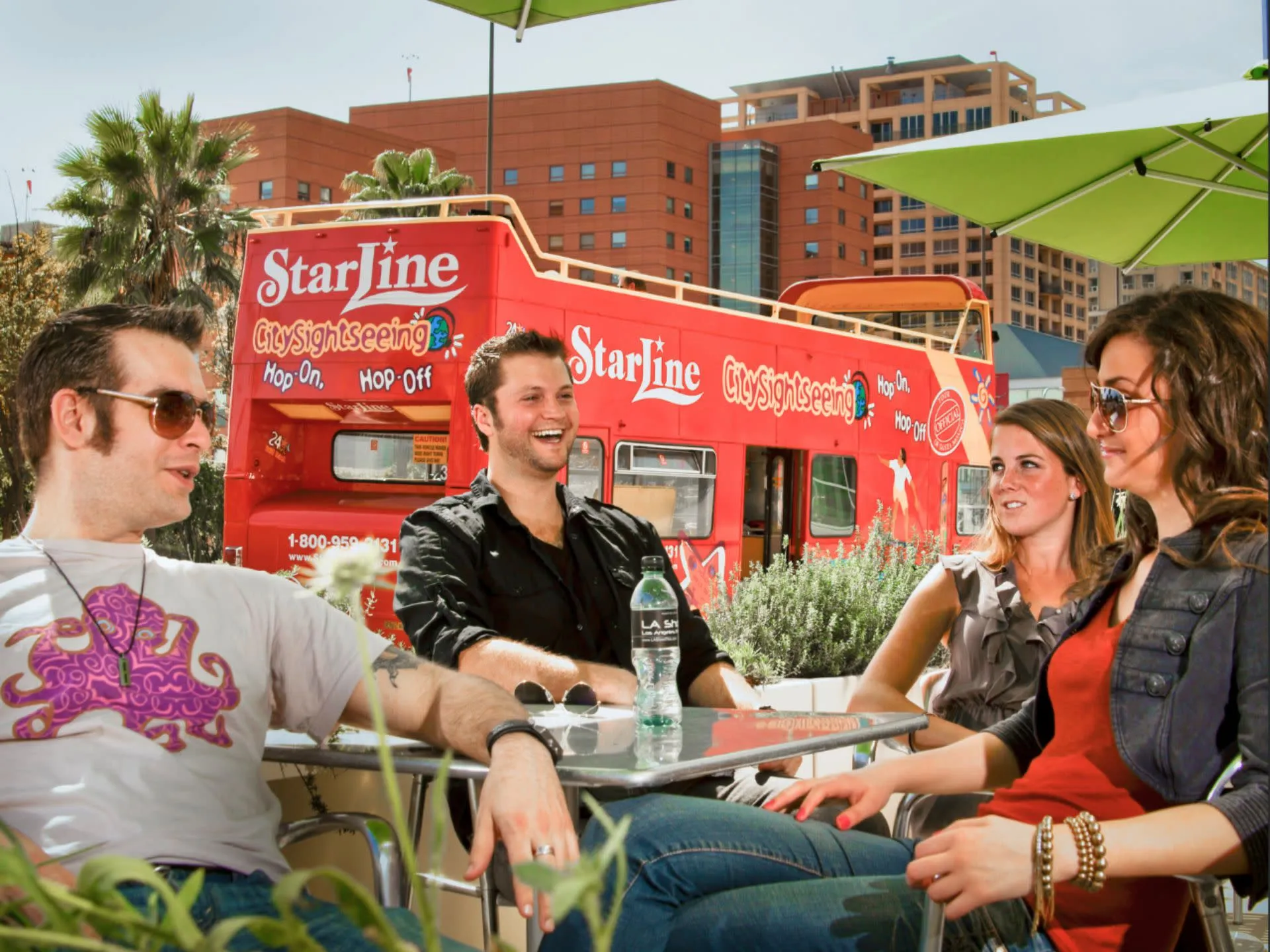 Riders Relaxing at an LA Cafe on the Tour Route