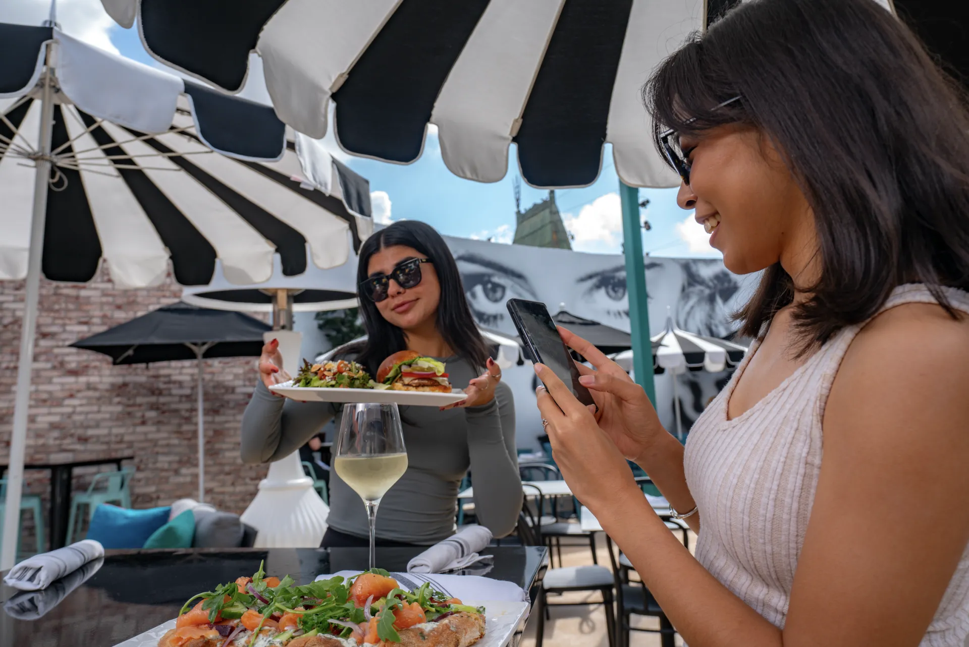 Girls having lunch at The Hollywood Rooftop