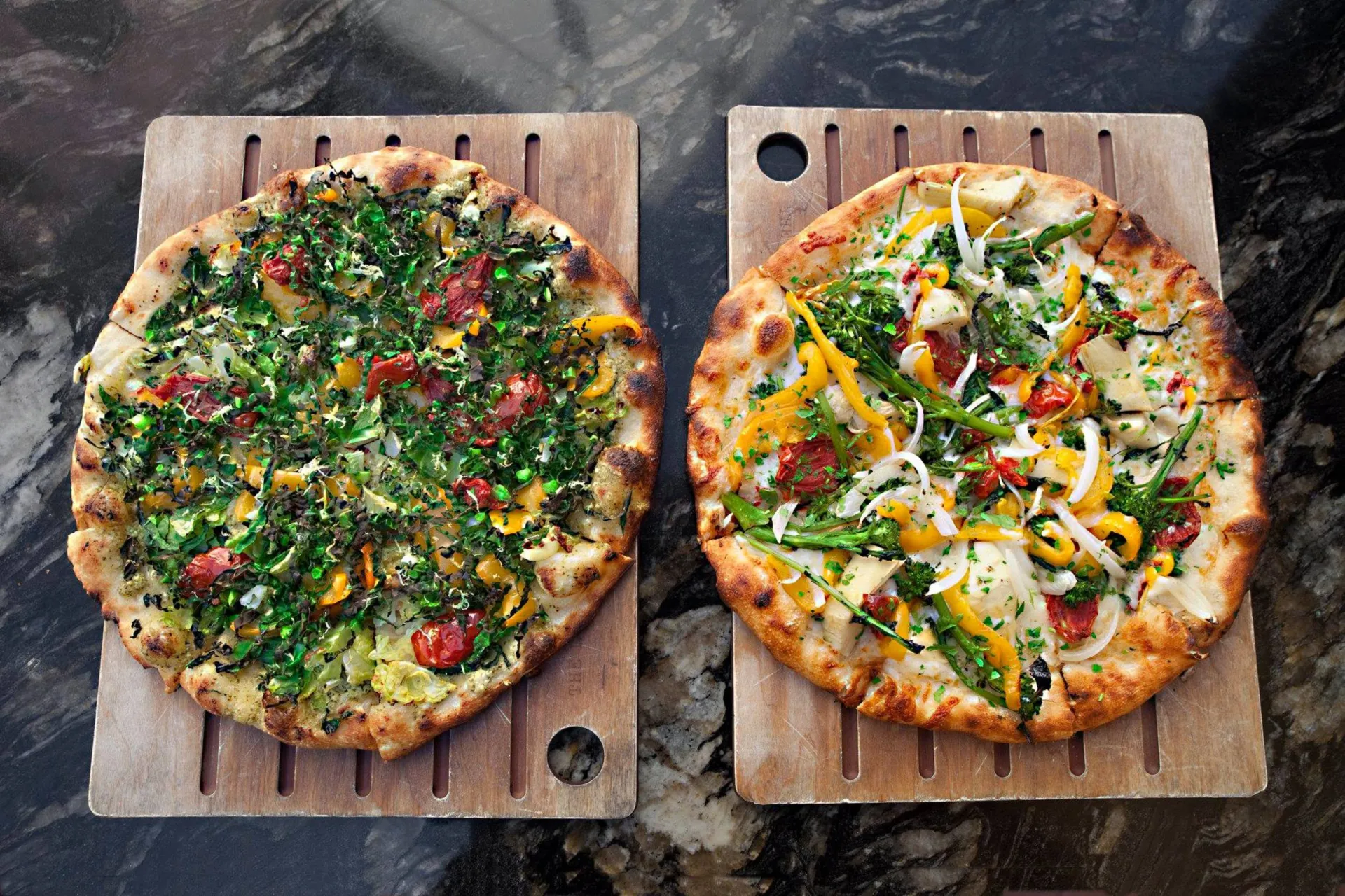 Vegan pizzas at The Luggage Room