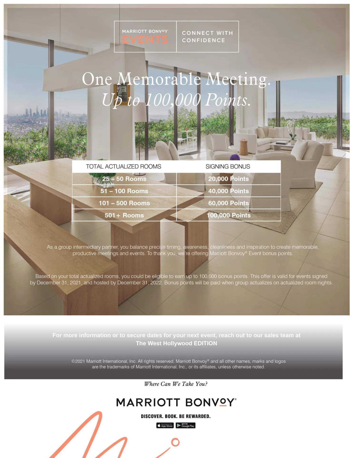 One Memorable Meeting.  Up to 100,000 Points