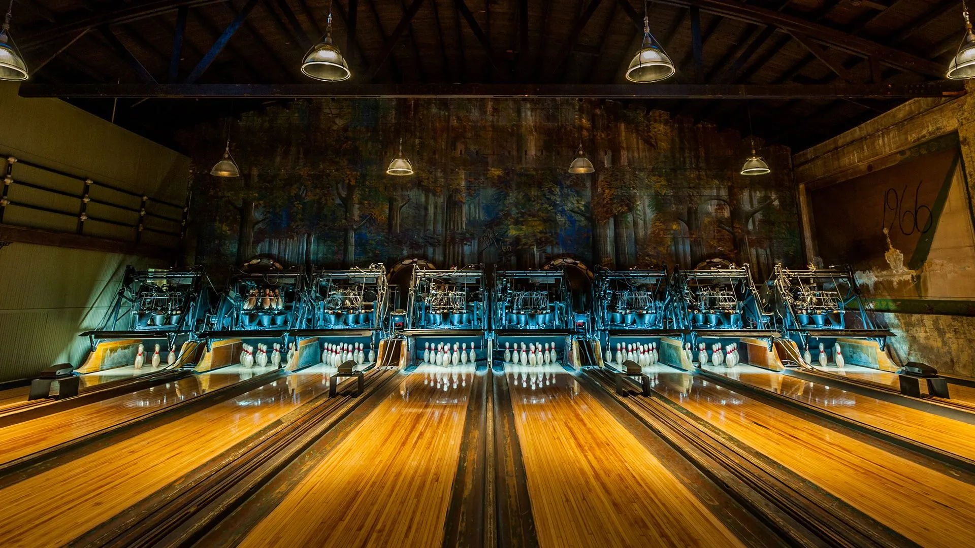 Highland Park Bowl bowling lanes and pins