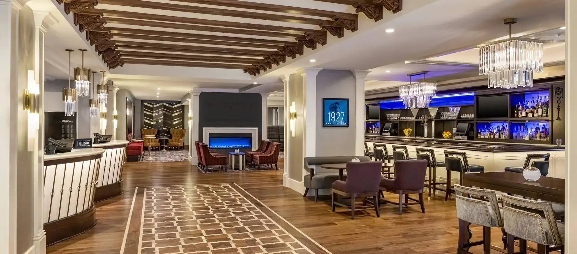 Front desk at the Hilton Checkers Los Angeles