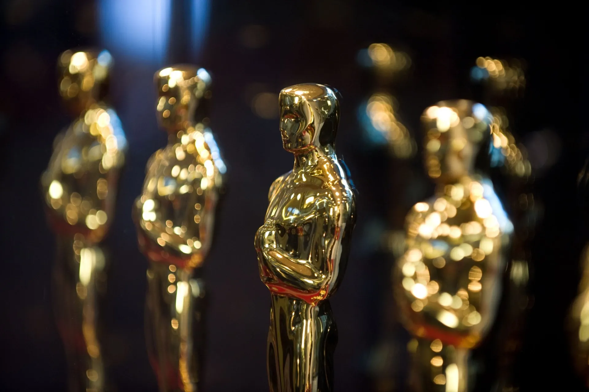 Oscar statues backstage at the Academy Awards