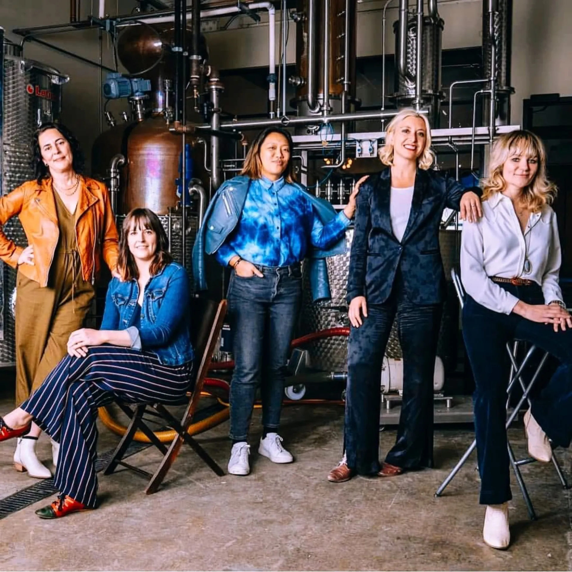 Future Gin founders Amy Atwood, Mary Bartlett, Freya Estreller, Natasha Case and master distiller Morgan McLachlan
