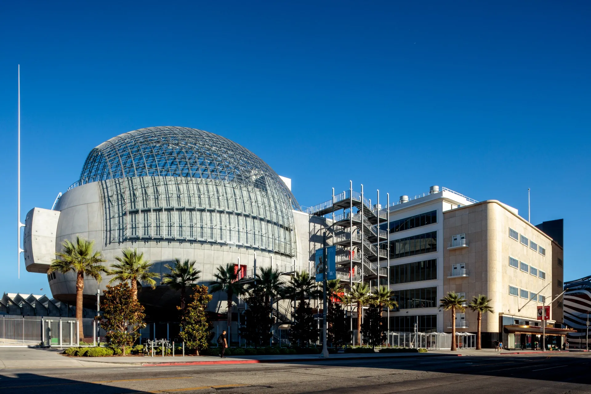 Academy Museum of Motion Pictures viewed from Fairfax Avenue