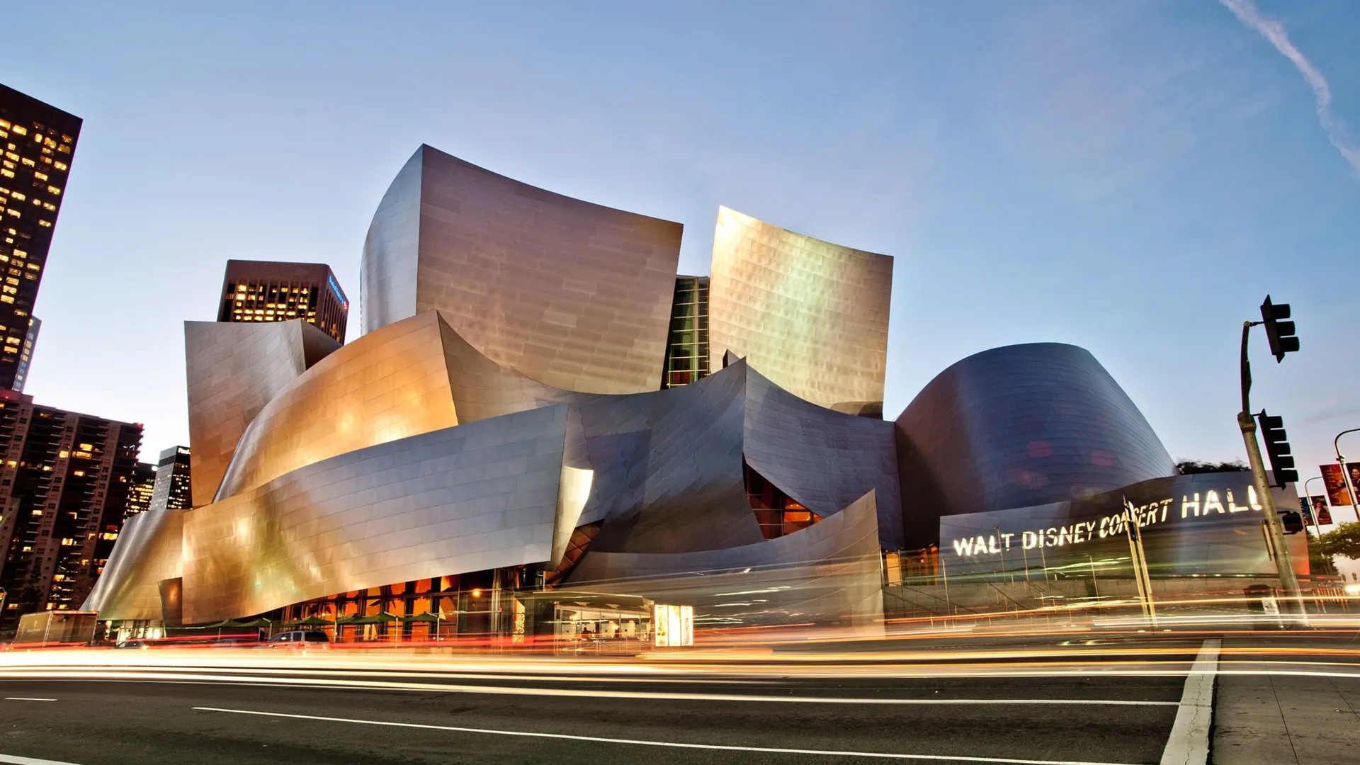 Walt Disney Concert Hall at sunset
