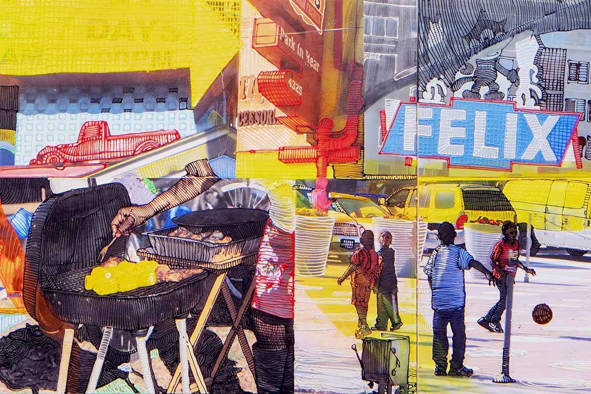 Jamie Scholnick, "Layered Histories" (detail) on view in Terminal 1 at LAX