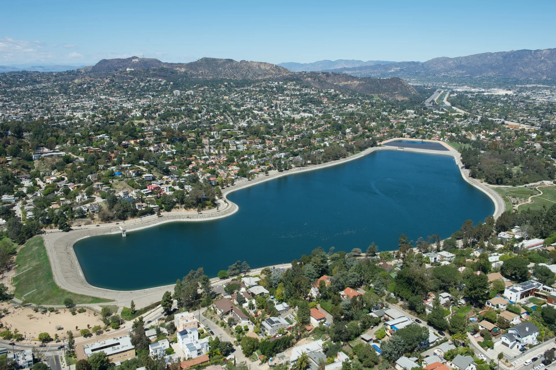 Aerial view of Silver Lake Reservoir