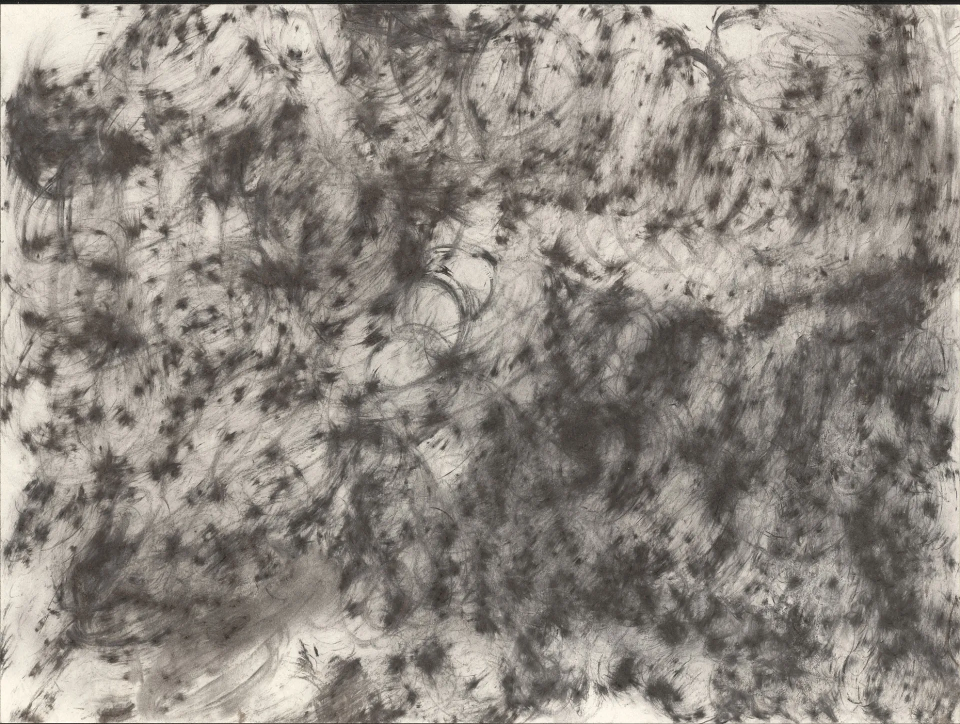 Carly França, Home, 2025. Reclaimed charcoal from the Eaton Fire on paper, 18 x 24 in. (45.72 x 60.96 cm). Lent by the artist.