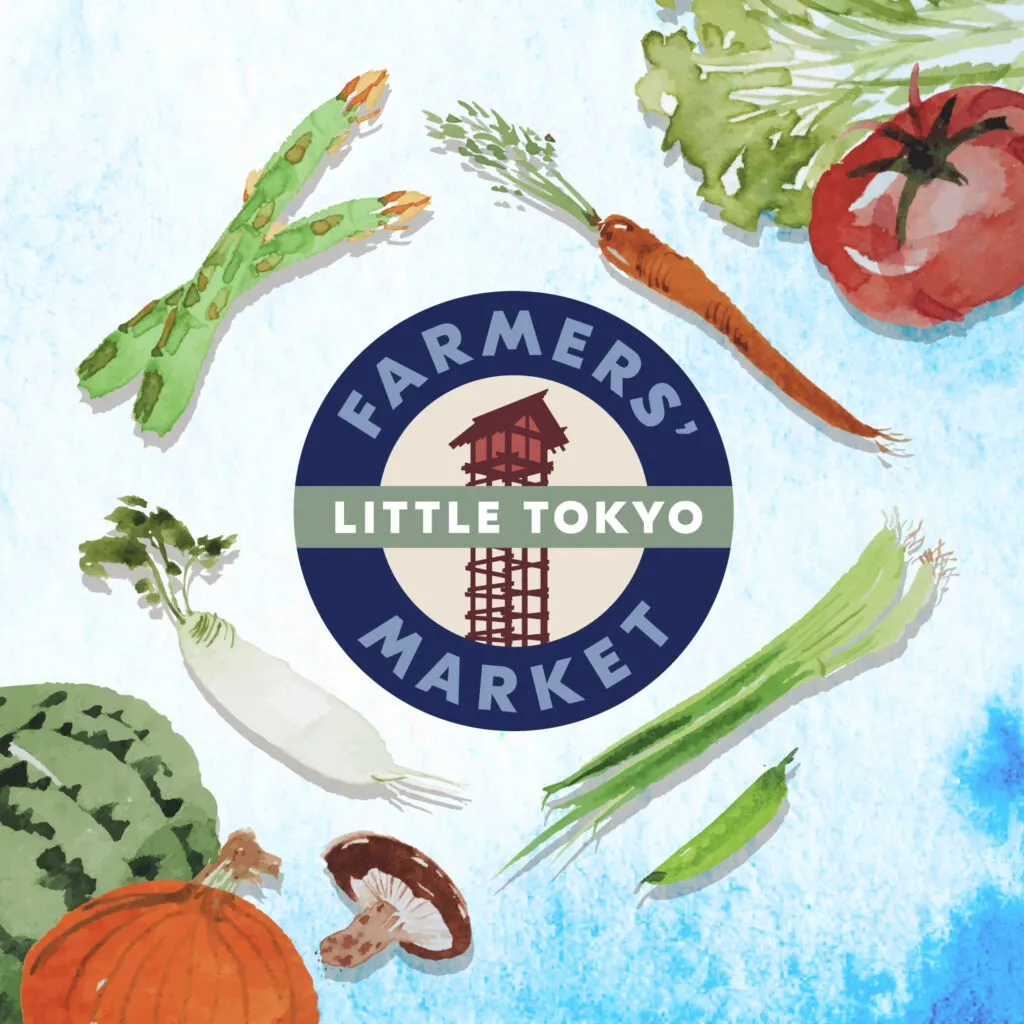 A key art graphic featuring a logo and watercolor vegetables.